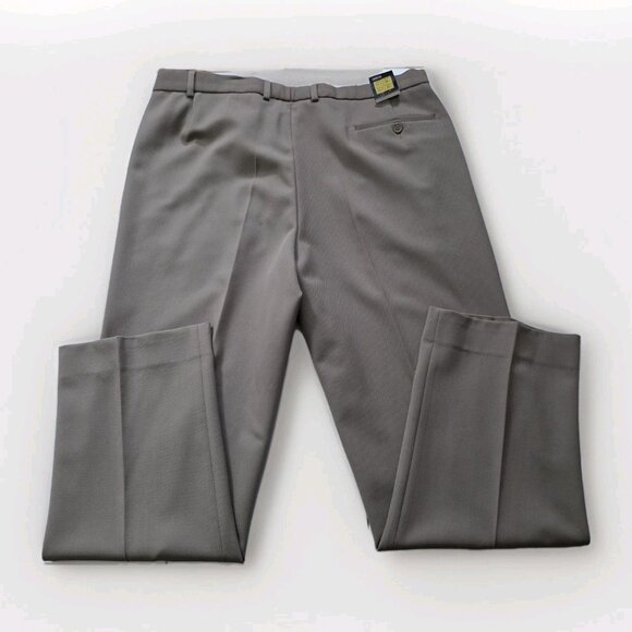 Marks Spencer Pants Mens 38 x 31 Beige Zip Wool Blend Pockets Classic Trousers - Picture 15 of 16